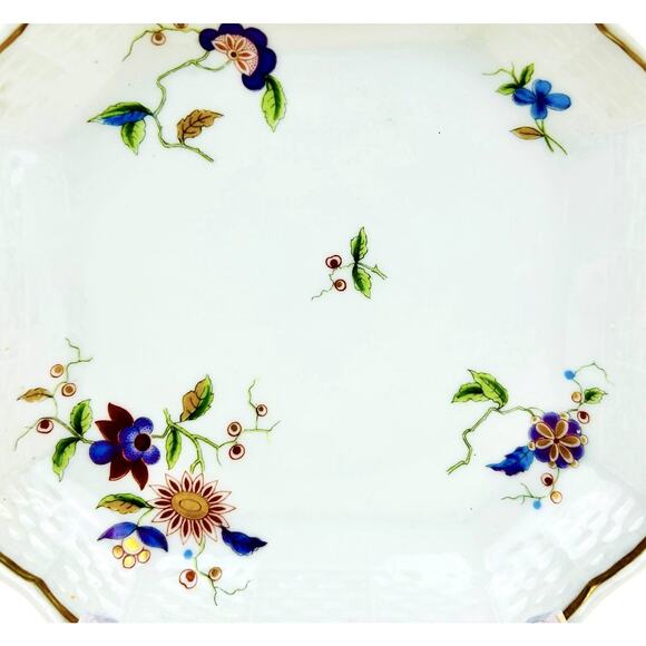 Vintage Richard Ginori Italy Dish Tray Square Hand Painted Scalloped Gold Trim - Picture 5 of 11